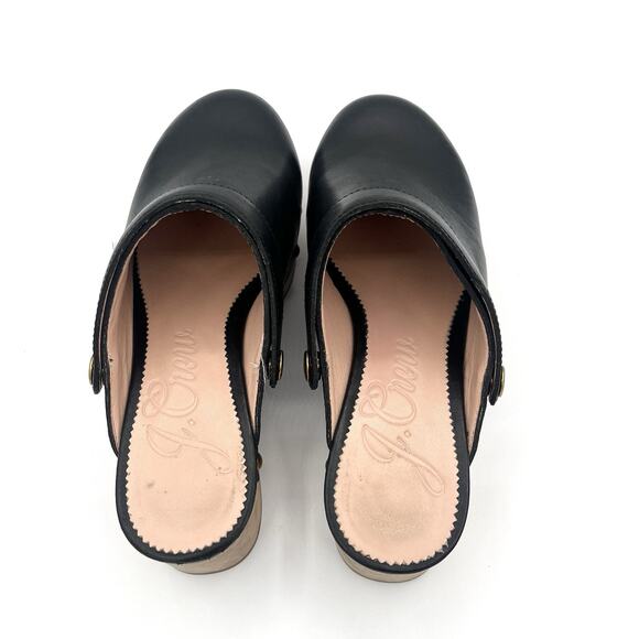 J.Crew Convertible leather clogs black Sz 5 preppy Boho festival Wood Sole Shoe - Picture 4 of 13